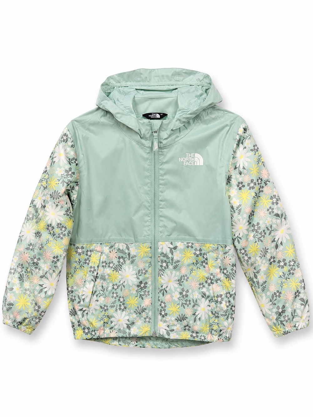 The North Face Mint Green Floral Hooded Windbreaker